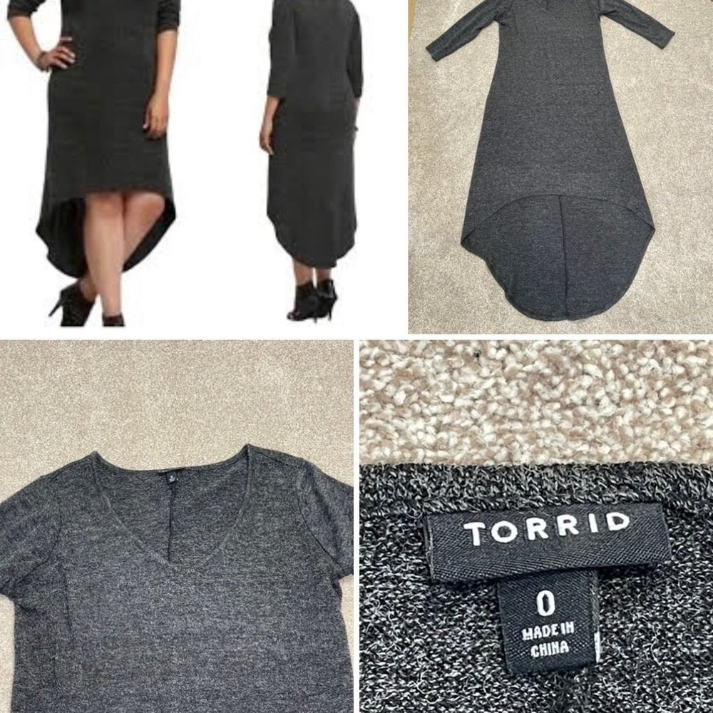 Torrid womens hi-lo knit sweater dress sz 0 large gray church dress casual dress